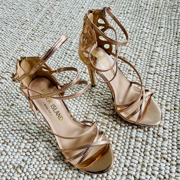 ASOS River Island Rose Gold Strappy Heels - Picture 5 of 9